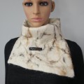  Cache-cou alpaga FALA / foulard feutré en alpaga naturel : couleur marbre blanc fauve brun noir