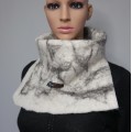  Cache-cou alpaga FALA / foulard feutré en alpaga naturel : couleur blanc noir gris