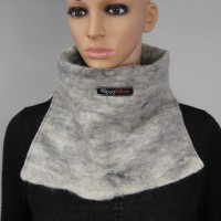 Alpaca Neck warmer FALA / scarf in natural alpaca : light grey silver color