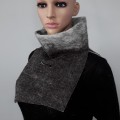  Cache-cou alpaga FALA / foulard feutré en alpaga naturel : couleur gris noir deux tons