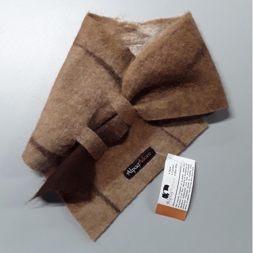Cache-cou alpaga / foulard feutré en alpaga naturel : nuances de brun caramel chocolat