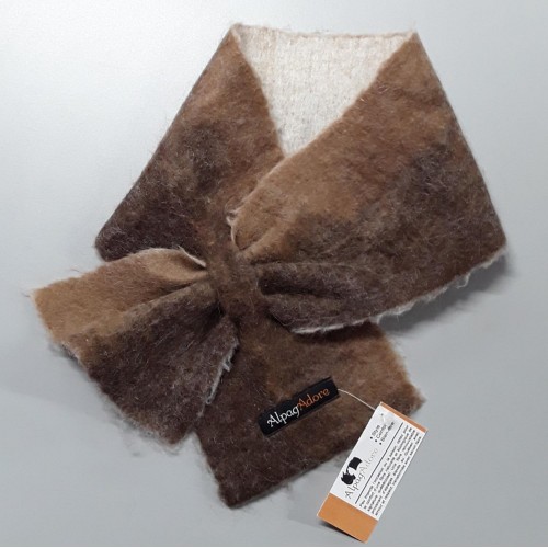Cache-cou alpaga / foulard simple : feutré en alpaga naturel : nuances de brun roux caramel chocolat