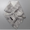  Cache-cou alpaga / foulard feutré en alpaga naturel : couleur marbré gris sur blanc