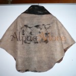 Châle triangle / poncho / foulard - 100% alpaga naturel - feutré - réversible