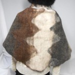 Châle triangle / poncho / foulard - alpaga naturel - feutré : marbré fauve, noir, brun
