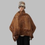 Châle leger / grand foulard pour femmes - 100% alpaga naturel - feutré - réversible - bruns cuivre