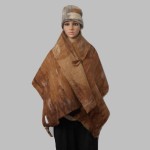 Châle leger / grand foulard pour femmes - 100% alpaga naturel - feutré - réversible - bruns cuivre