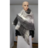 Alpaca shawl / womens cape scarf - natural felted  alpaca - shades of grey