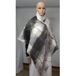Châle alpaga / grand foulard triangulaire pour femme - alpaga naturel feutré - gris multi tons