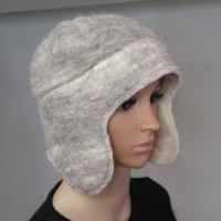 Chullo style hat with ear protection : 100% natural felted alpaca