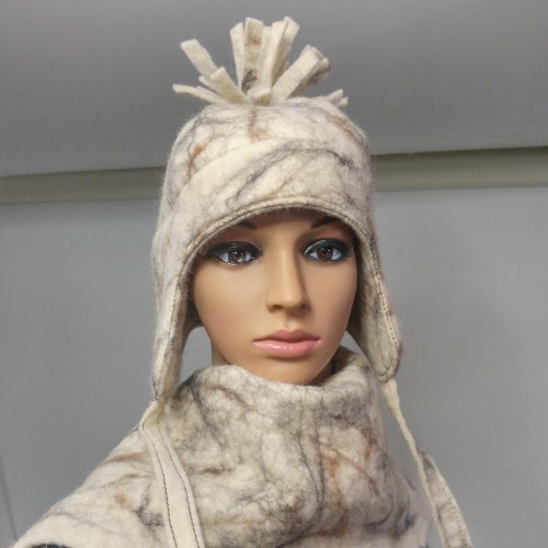 Tuque alpaga / chapeau feutré style chullo avec oreilles doublées : 100% alpaga naturel : tuque pour femme ou homme