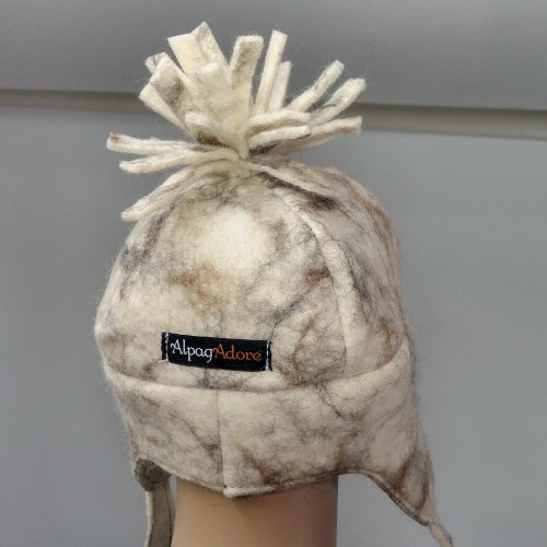 Tuque alpaga / chapeau feutré style chullo avec oreilles : complètement  doublé / réversible : 100% alpaga naturel : tuque