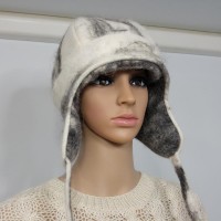 Chullo style hat with ear protection : fully lined / reversible : 100% natural felted alpaca : womens tuque / mens tuque
