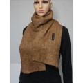 Foulard alpaga feutré 100% naturel : couleur fauve et brun : foulard pour femme ou homme