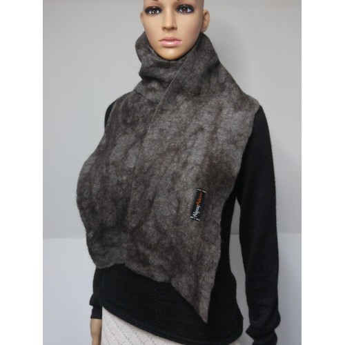 Foulard alpaga feutré 100% naturel : couleur gris et noir : foulard pour femme ou homme