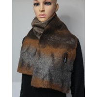 Foulard alpaga feutré 100% naturel : couleur gris, brun et noir : foulard pour femme ou homme