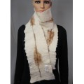 Foulard alpaga feutré 100% naturel : couleur blanc design brun : foulard pour femme ou homme