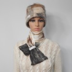 Foulard feutré 100% alpaga naturel : couleur blanc Krystal marbré : foulard pour femme ou homme