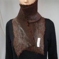 Felted alpaca scarf 100% natural : Dragon Brown color : womens scarf / mens scarf