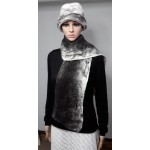 Grand foulard feutré 100% alpaga naturel : gris argent et charcoal : foulard pour femme ou homme