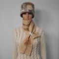 Felted scarf 100% natural alpaca : Nicandro fawn marbled color : womens scarf / mens scarf