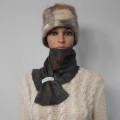 Foulard feutré 100% alpaga naturel : couleur Sultan gris charcoal marbré : foulard pour femme ou homme