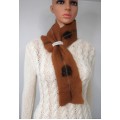 Small scarf : natural alpaca and silk : brown Caresse color 