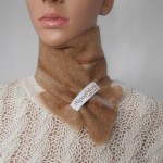 Small scarf : natural alpaca and silk : Cumulus fawn with marbling