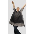 Châle kimono pour femme - noir charbon et gris  - 100% alpaga naturel feutré 