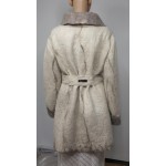 Manteau trois-quart avec ceinture et grand col - 100% alpaga naturel